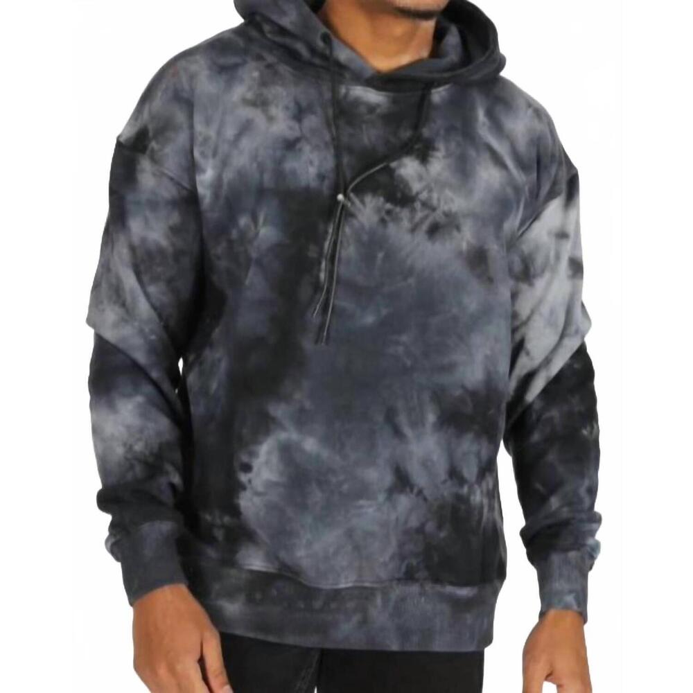 NEW ZAYNE PARIS men's tie dye hooded sweatshirt in black
